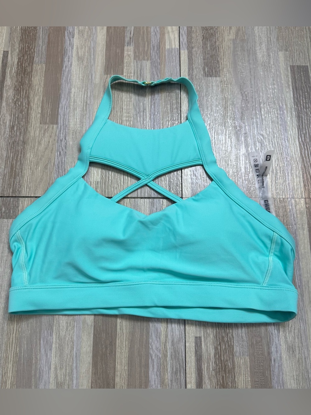 The Chestee Barbella Aqua Crisscross High-Neck Sports Bra Size 12